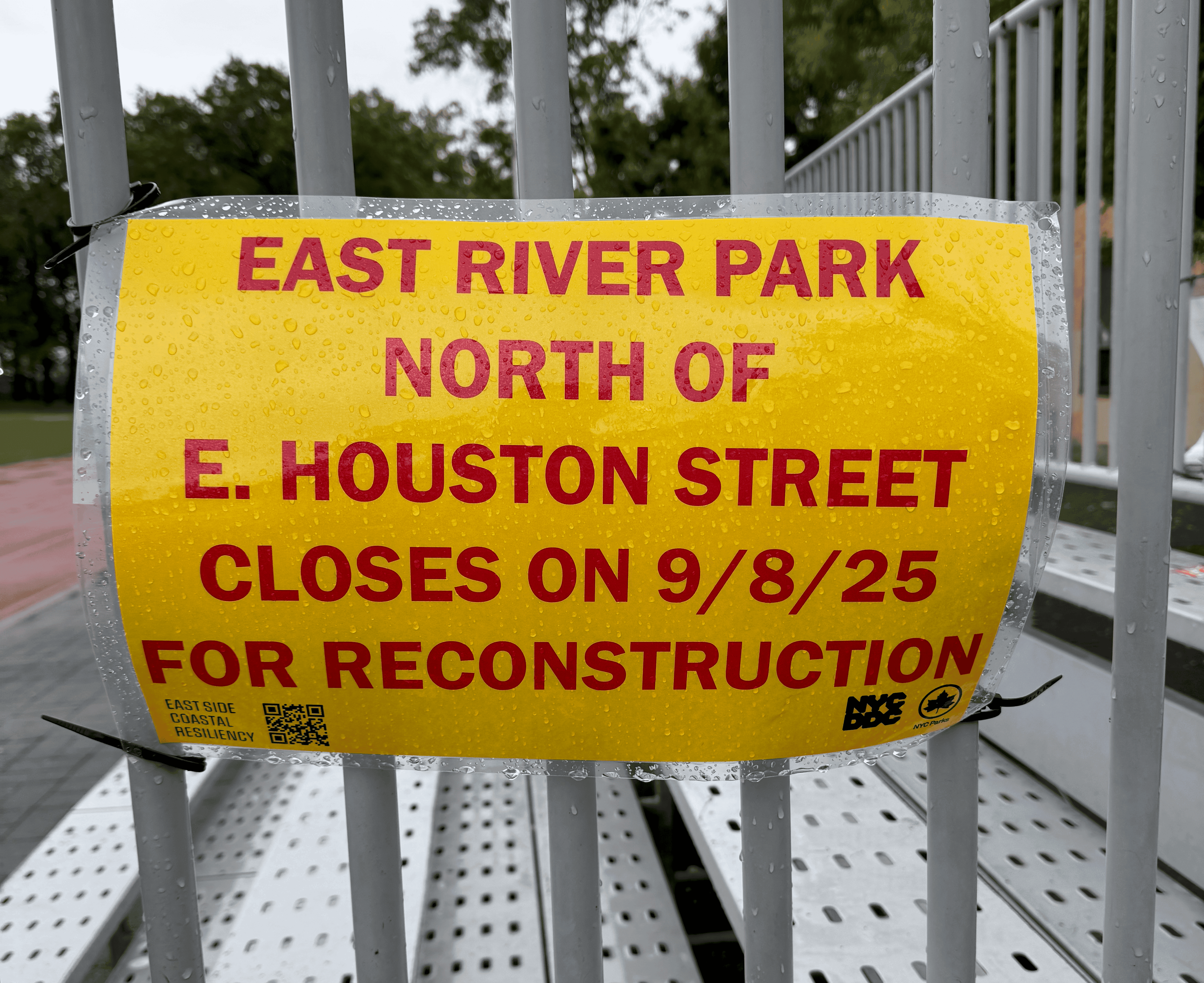 The track on the East River was closing on 2025-09-08 for construction work. For two years!