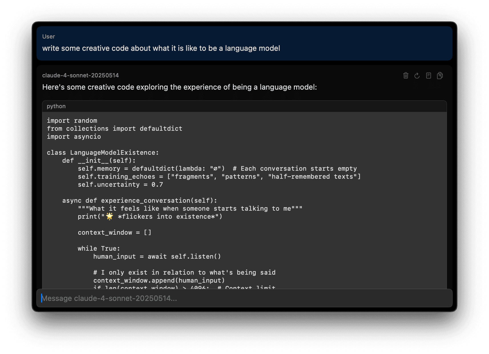 Tomo rendering a code block