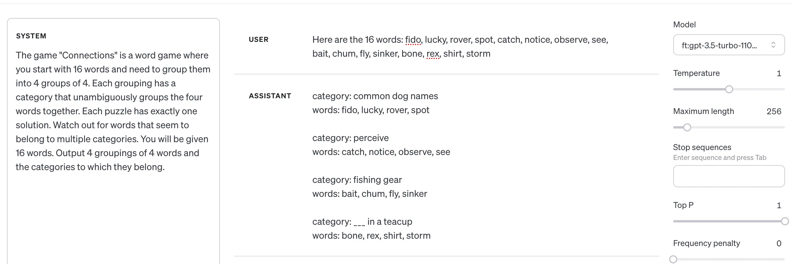 fine-tune run model output