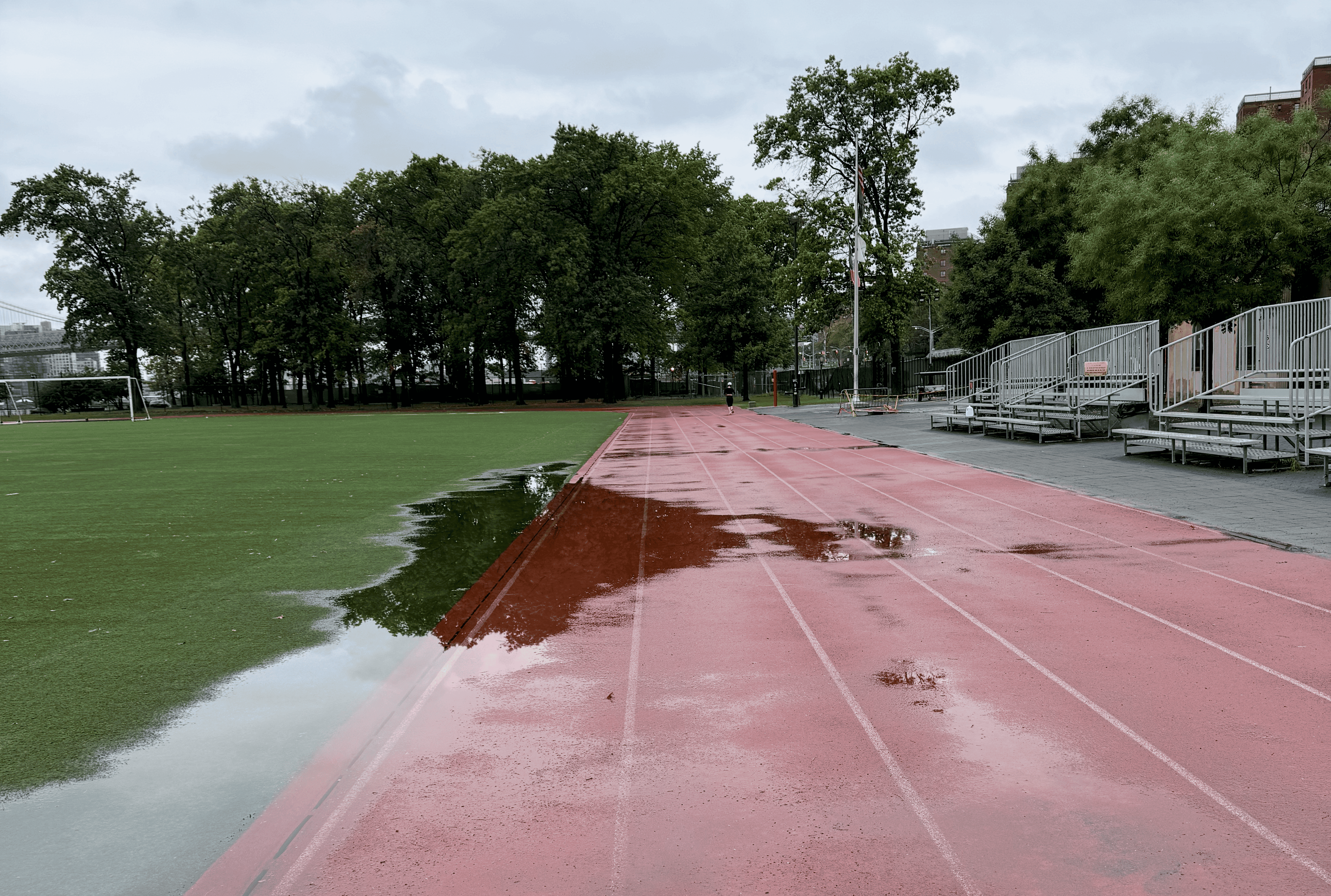 The track was flooded
