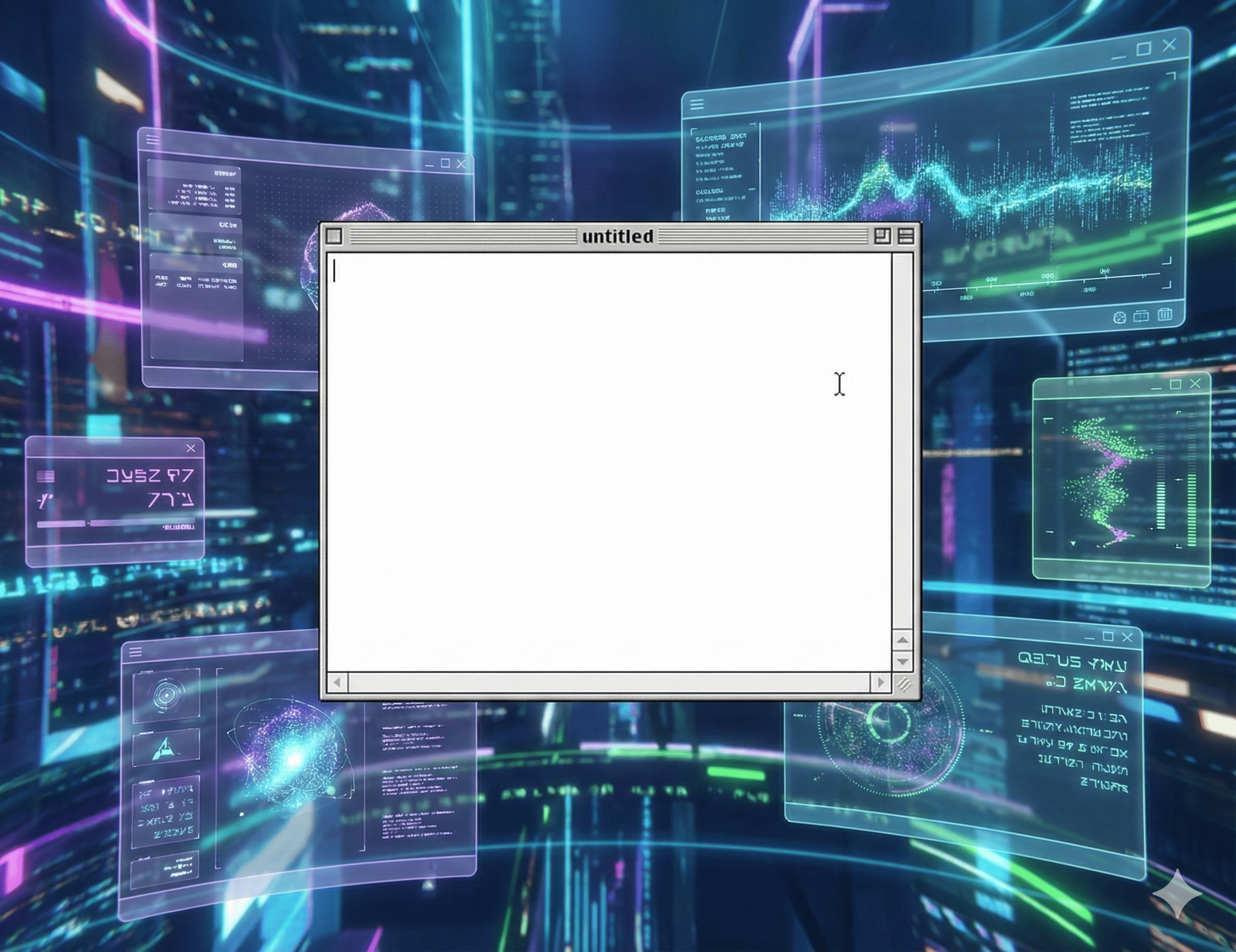A screenshot of the text editor in Mac OS 9 placed in a modern operating system