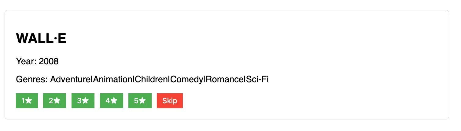 Screenshot of movie rating tool