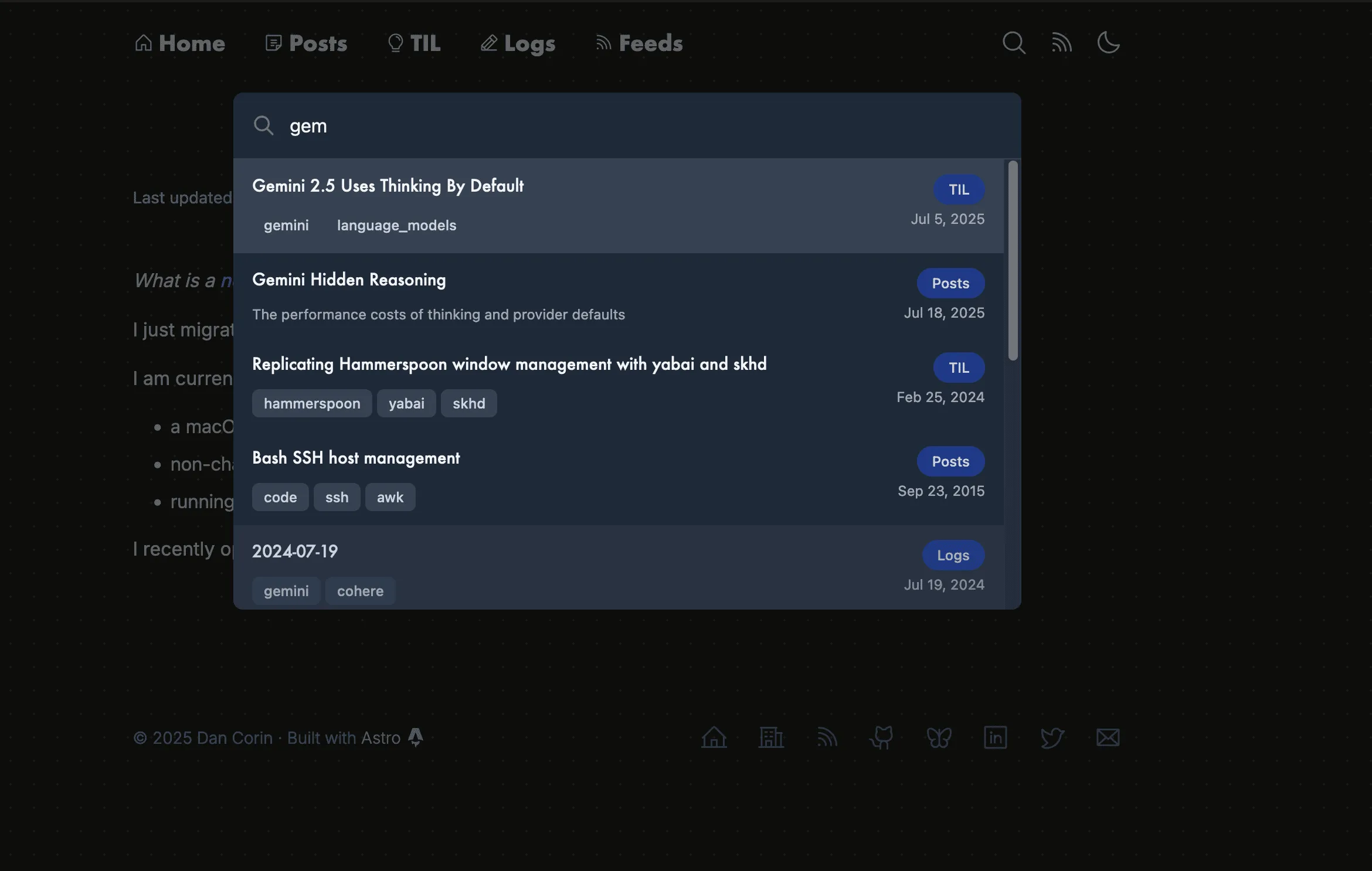 Search modal
